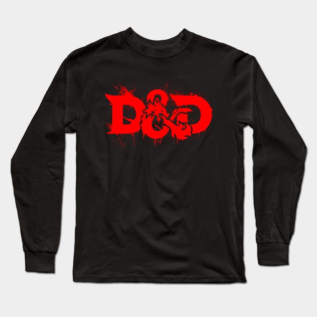 Dungeons & Dragons - Red Splats Long Sleeve T-Shirt by SykoticApparel